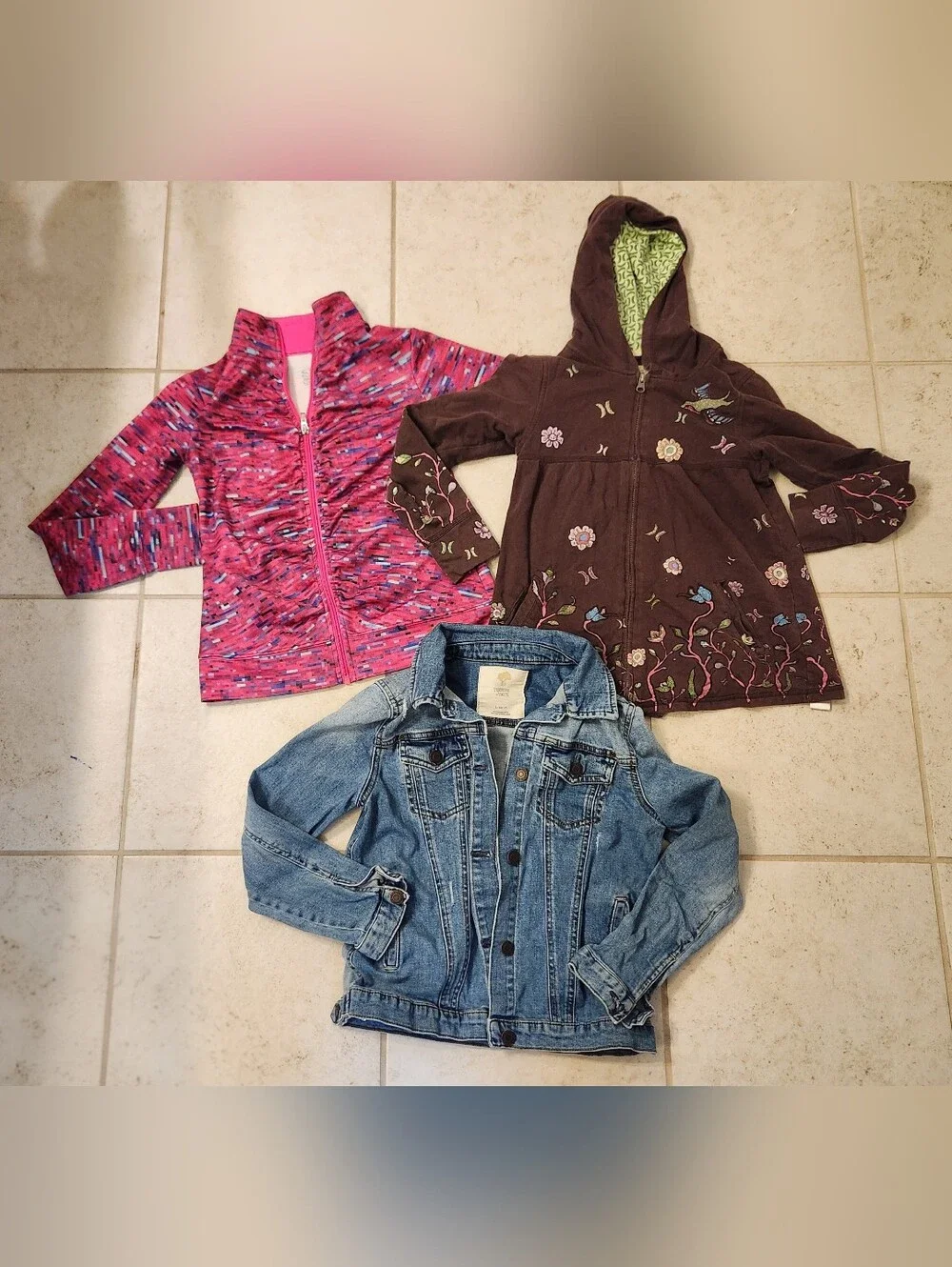 Girls Youth Size 10/12 Lightweight Hoodies Jackets Lot Of 3 #1406